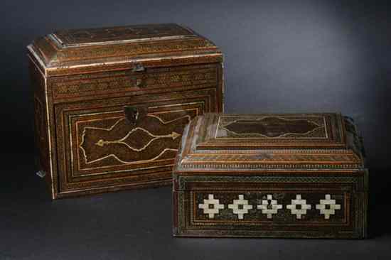 Appraisal: TWO PERSIAN KHATAM BOXES