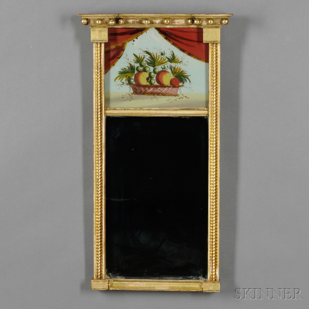 Appraisal: Federal Gilt-gesso and Eglomise Mirror probably Massachusetts c the reverse-painted