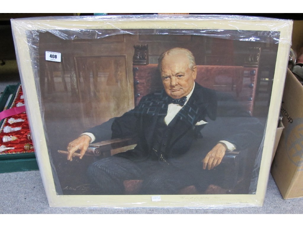 Appraisal: Portrait print of Winston Churchill