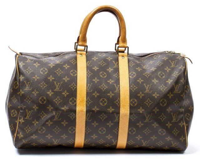 Appraisal: Louis Vuitton Keepall duffle bag in brown monogram coated canvas