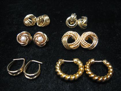 Appraisal: Six pairs of karat yellow gold earrings All of differing