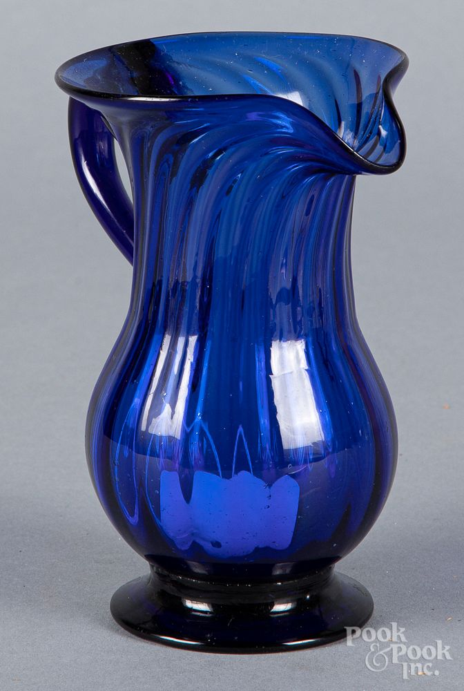 Appraisal: Stiegel type ribbed cobalt glass creamer Stiegel type ribbed cobalt