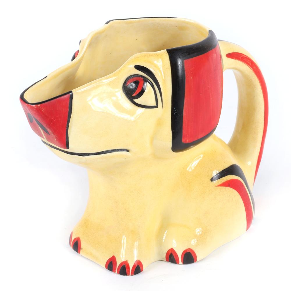 Appraisal: ERPHILA CZECH ART DECO CERAMIC DOG PITCHER H X W