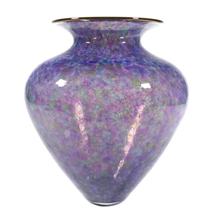 Appraisal: Blown art glass vase by Cohn Stone in mottled purples