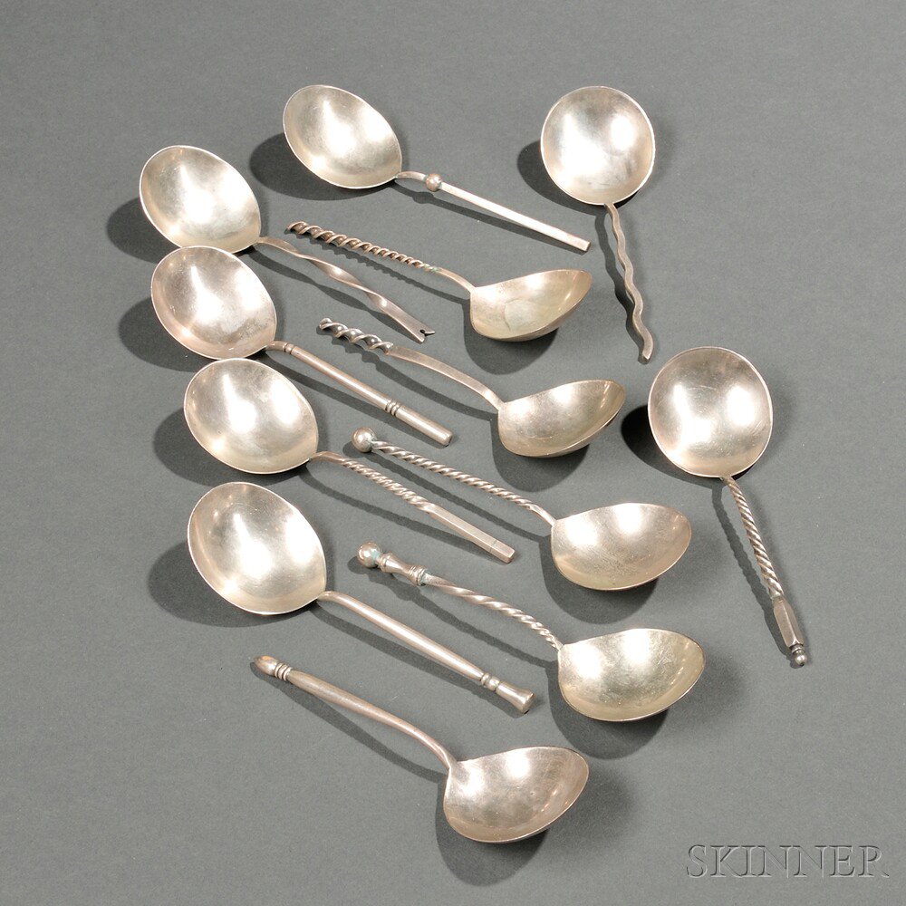 Appraisal: Twelve George C Shreve Co Sterling Silver Spoons San Francisco