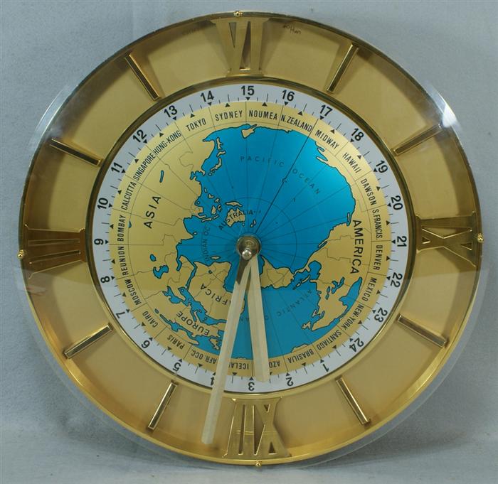 Appraisal: Imhof world time zone electric wall clock d working condition