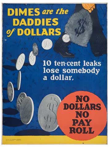 Appraisal: ANONYMOUS DIMES ARE THE DADDIES OF DOLLARS x inches x