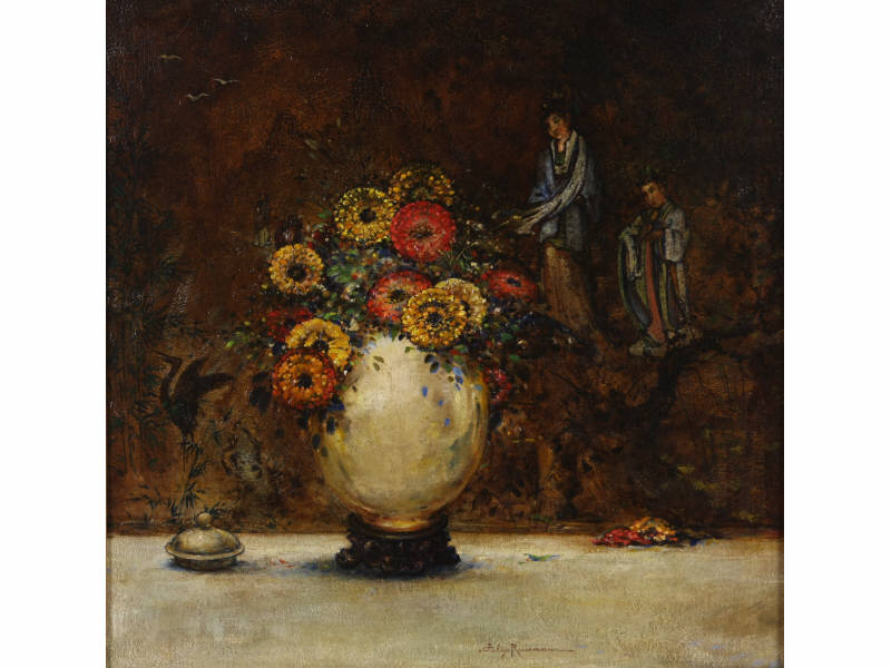 Appraisal: Felix Russman IL - Oriental Still Life oil on canvas