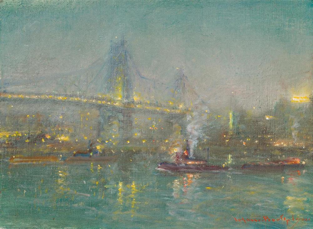 Appraisal: JOHANN BERTHELSEN American - Queensboro Bridge NY NY oil on