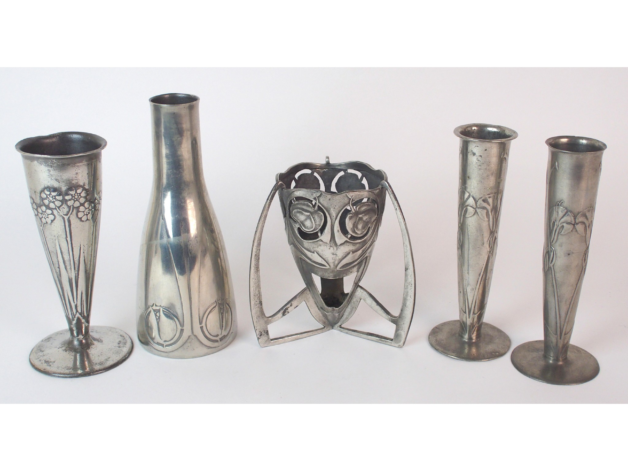 Appraisal: Archibald Knox for Liberty Co Tudric Pewter flower vases circa