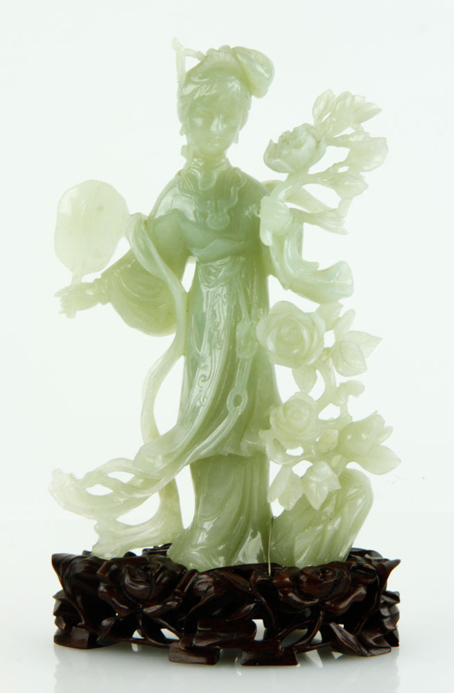 Appraisal: - Chinese Carved Jade Standing Beauty Chinese carved standing Kwan