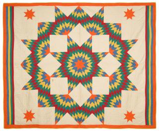 Appraisal: Pieced Lone Star quilt early th c '' x ''