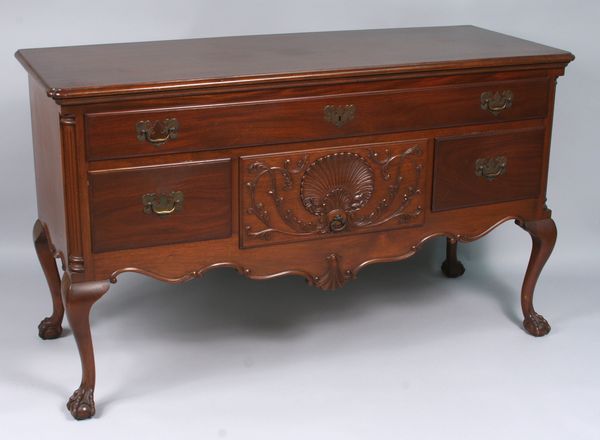 Appraisal: Chippendale mahogany bow-front server h x h x d Some