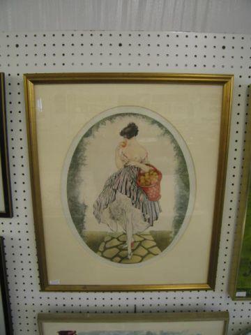 Appraisal: Print of a Louis Icart Deco Lady le Panier de