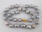 Appraisal: A Grey South Sea cultured pearl necklace with a yellow