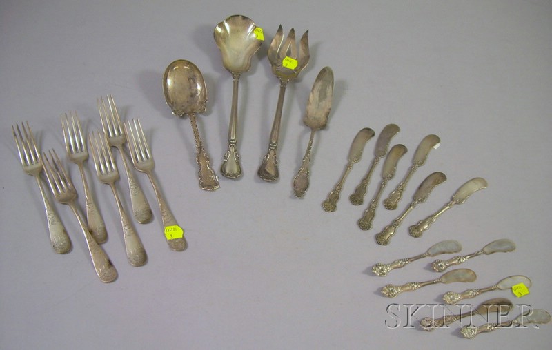 Appraisal: Group of Sterling and Silver Plated Flatware a large pair