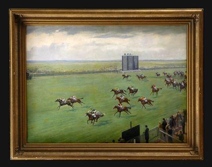 Appraisal: FRANCK ELIM TH TH C HORSERACE Oil on canvas relined