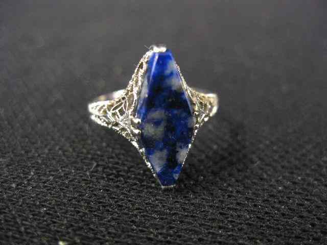 Appraisal: Lapis Ring diamond shape stone in antique k white gold