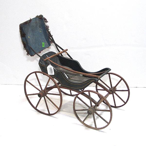 Appraisal: An American painted wood child's doll buggy height in length