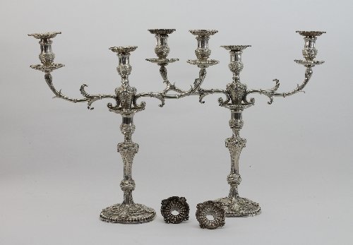 Appraisal: A fine pair of cast silver candelabra Thomas Pitts London