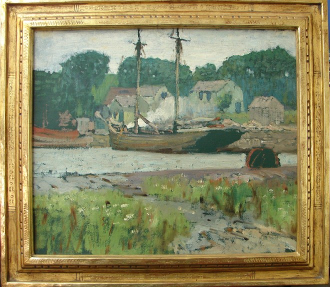 Appraisal: Fisherman's Cove oil on board x complemented by a Ben