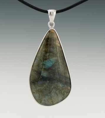 Appraisal: Sterling and Labradorite Necklace long Sterling and teardrop shape labradorite