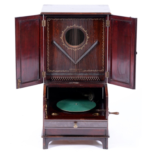 Appraisal: A Klingsor harp gramophone c in bureau form stained mahogany