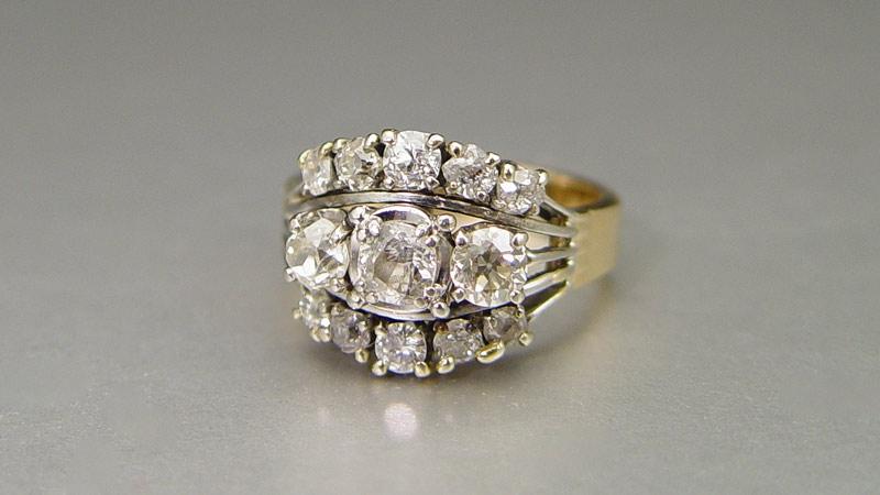 Appraisal: CT DIAMOND RING K yellow and white gold ring contains