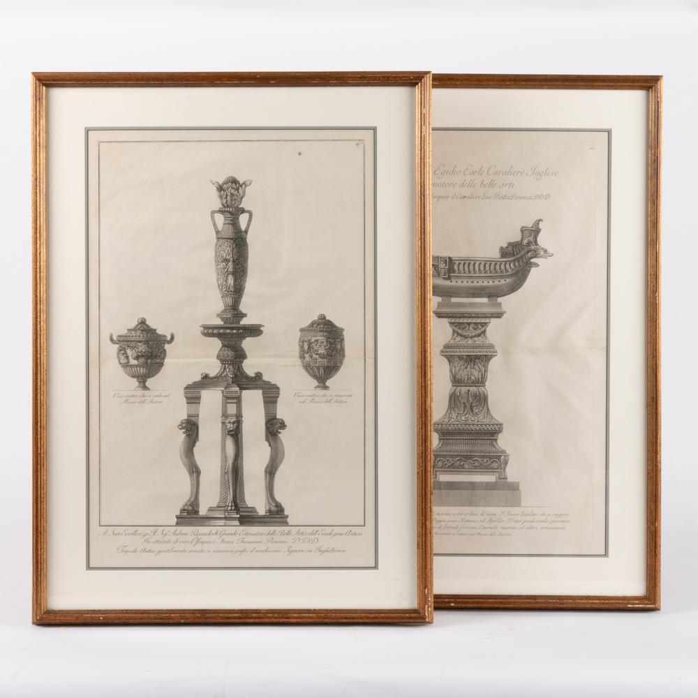 Appraisal: PAIR OF PIRANESI ROMAN ARCHITECTURAL ENGRAVINGS Two double-page engravings by