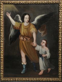 Appraisal: Oil on Canvas The Guardian Angel th C oil on