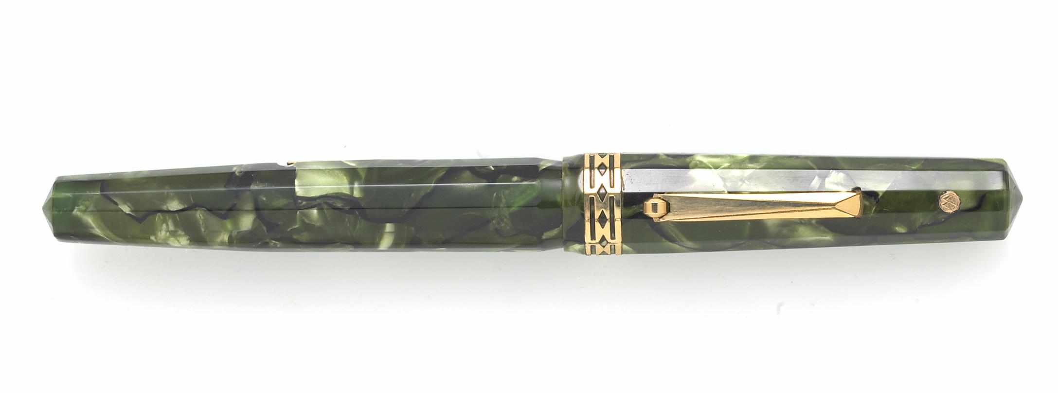 Appraisal: EVERSHARP Doric Gold Seal Oversize Fountain Pen Kashmir green Lever