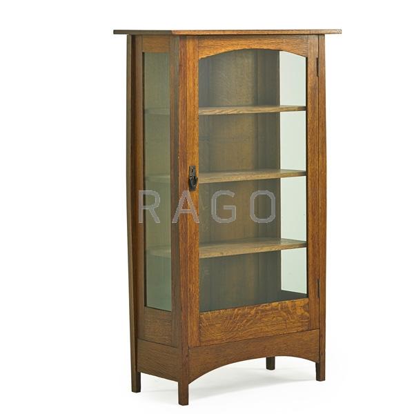 Appraisal: HARVEY ELLIS GUSTAV STICKLEY China cabinet Condition Report Three adjustable