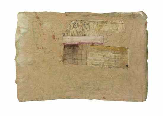 Appraisal: Hannelore Baron American - Untitled collage with cloth paper pencil