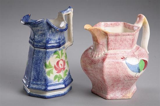 Appraisal: TWO SPATTERWARE PITCHERS English st half- th century Includes a