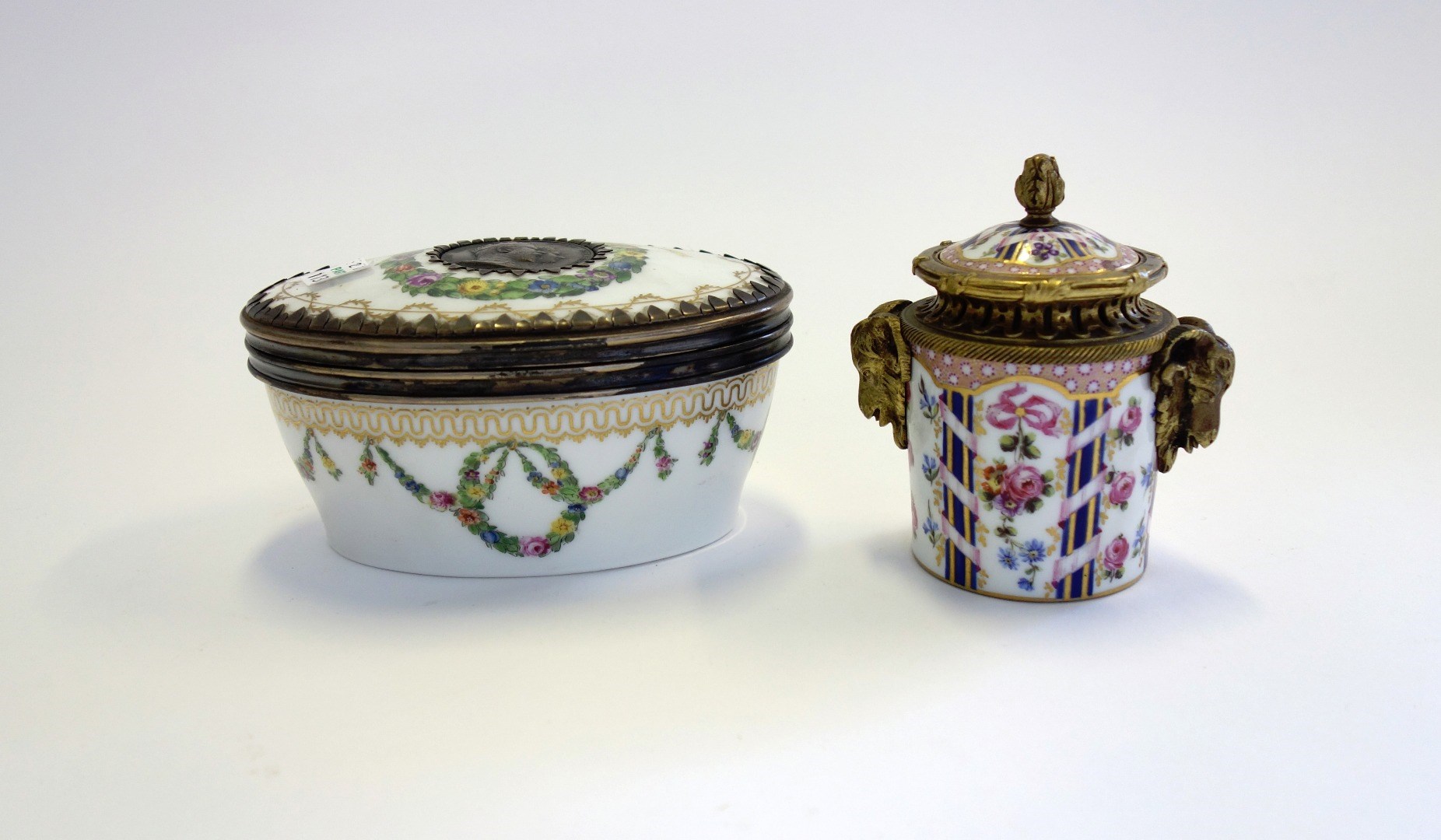 Appraisal: A Sevres style porcelain and ormolu mounted inkwell early th