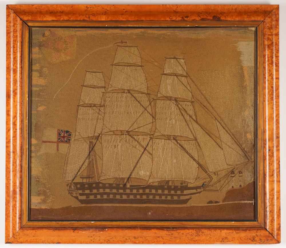 Appraisal: ENGLISH WOOLWORK OR WOOLIE OF A SHIP th century the