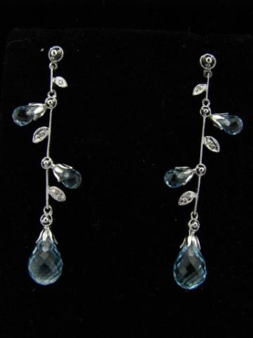 Appraisal: Pair of K white gold blue topaz briolette dangle earrings