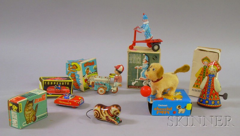 Appraisal: Six Lithographed and Painted Tin and Plastic Wind -up Toys