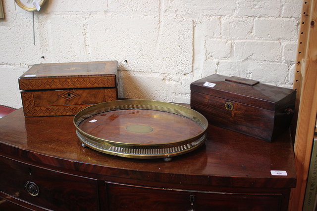 Appraisal: A TH CENTURY ROSEWOOD TEA CADDY cm wide a Victorian