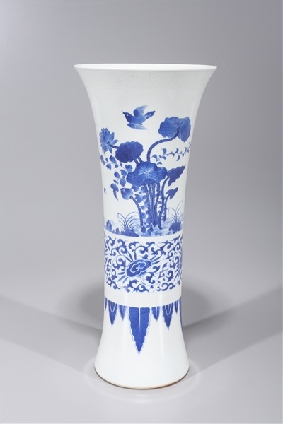 Appraisal: Chinese blue and white porcelain beaker vase with birds insects