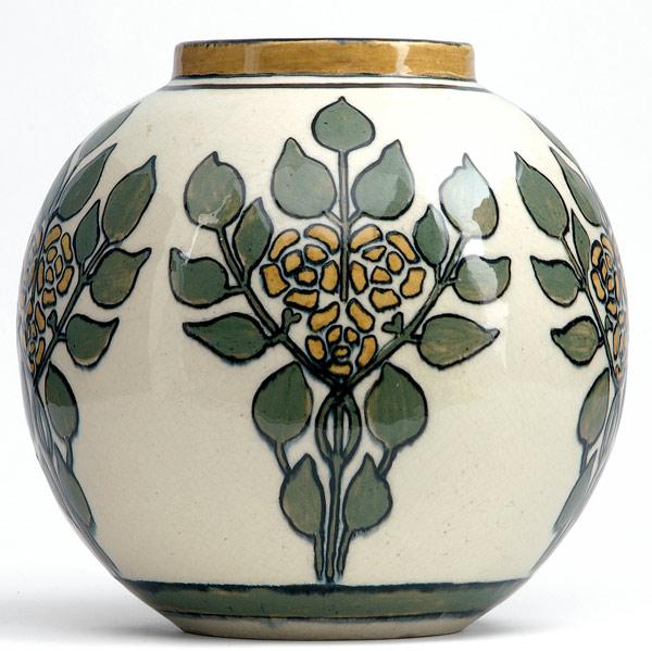 Appraisal: NEWCOMB COLLEGE Early spherical vase finely painted by Marie Ross