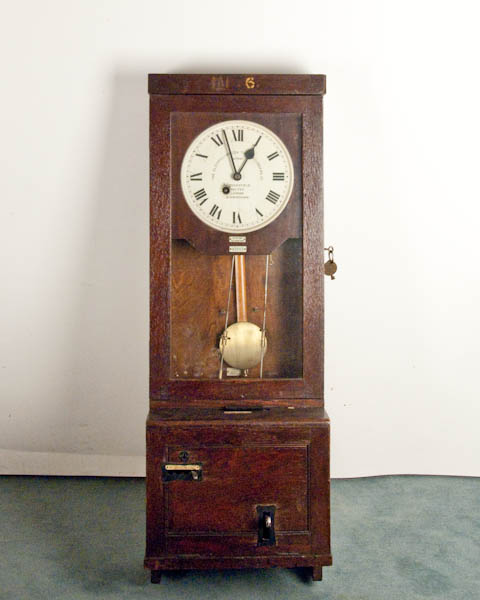 Appraisal: English Gledhill-Brook Oak Time Recorder Clock day time only H