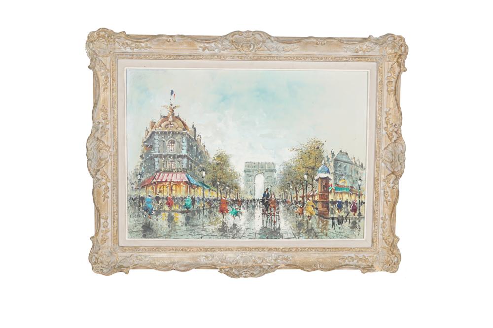 Appraisal: ANTONIO DE VITY PARISIAN STREET SCENE CHAMPS ELYSEESoil on canvas