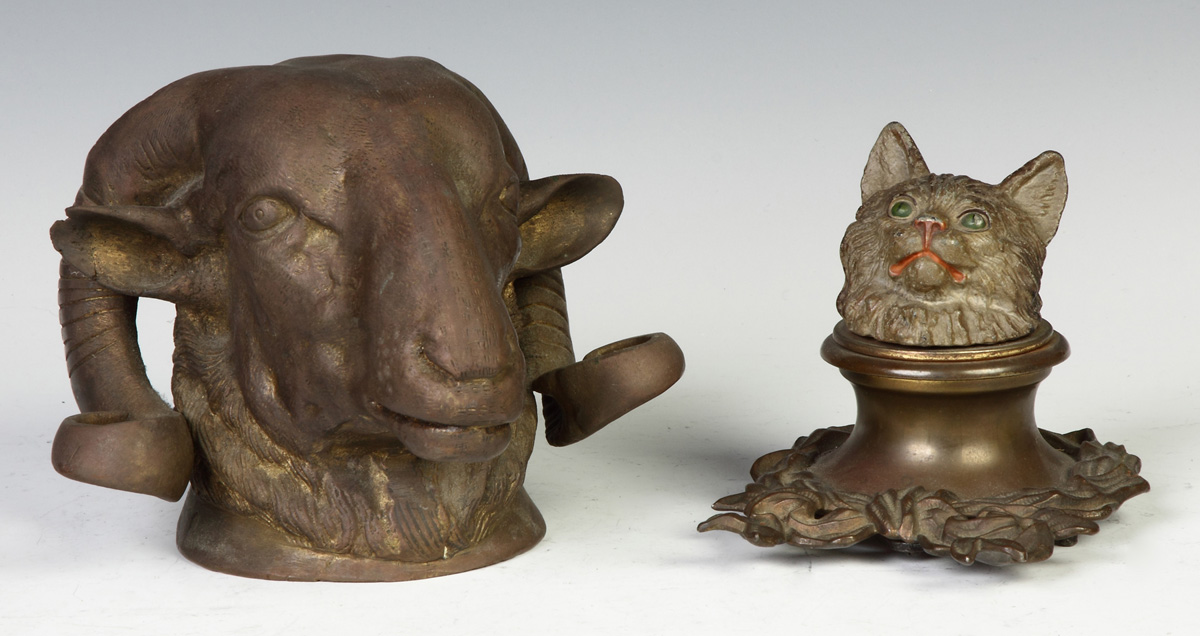 Appraisal: Patinaed Metal Cat Inkwell