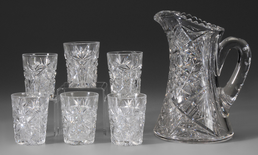 Appraisal: Cut Glass Seven-Piece Lemonade Set American late th early th