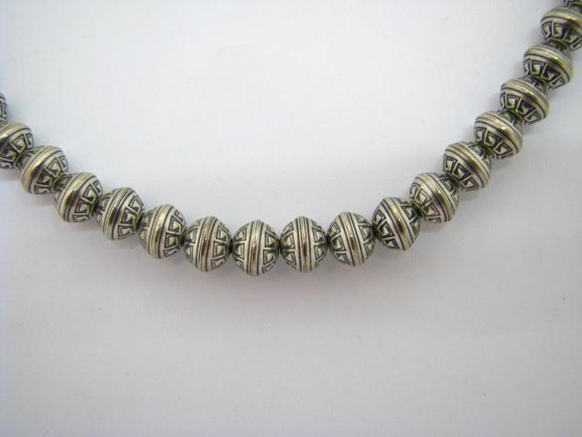 Appraisal: Sterling Navajo Beads by Rose Martin with embossed design approximately