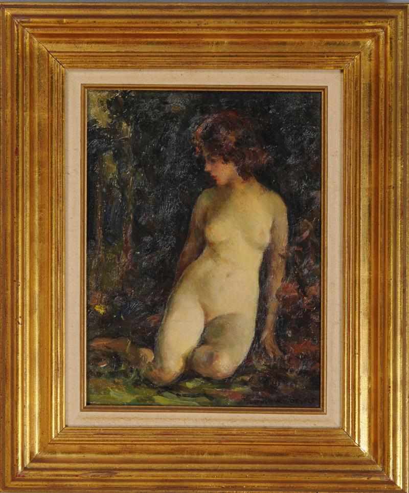 Appraisal: ARTHUR W WOELFLE - NUDE WOMAN Oil on canvas signed