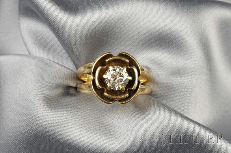 Appraisal: Diamond Ring Jules Brenner set with a full-cut diamond weighing