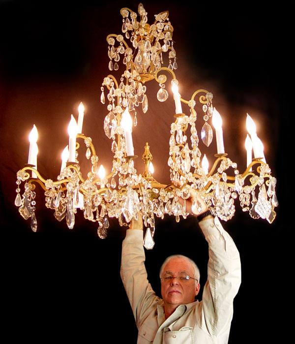 Appraisal: HUGE CRYSTAL CHANDELIER light Approx '' h excluding chain x