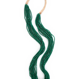 Appraisal: Pueblo Multi-strand Rolled Malachite Necklace ca with traditional cord wrapping